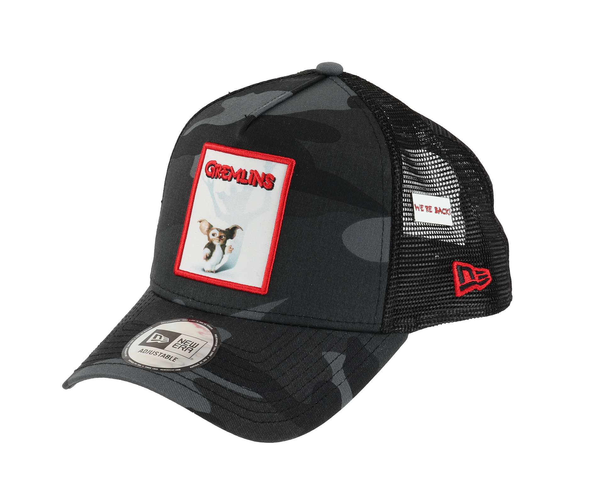 Gremlins Patch with Pin Camo-Black A-Frame Adjustable Trucker Cap New Era