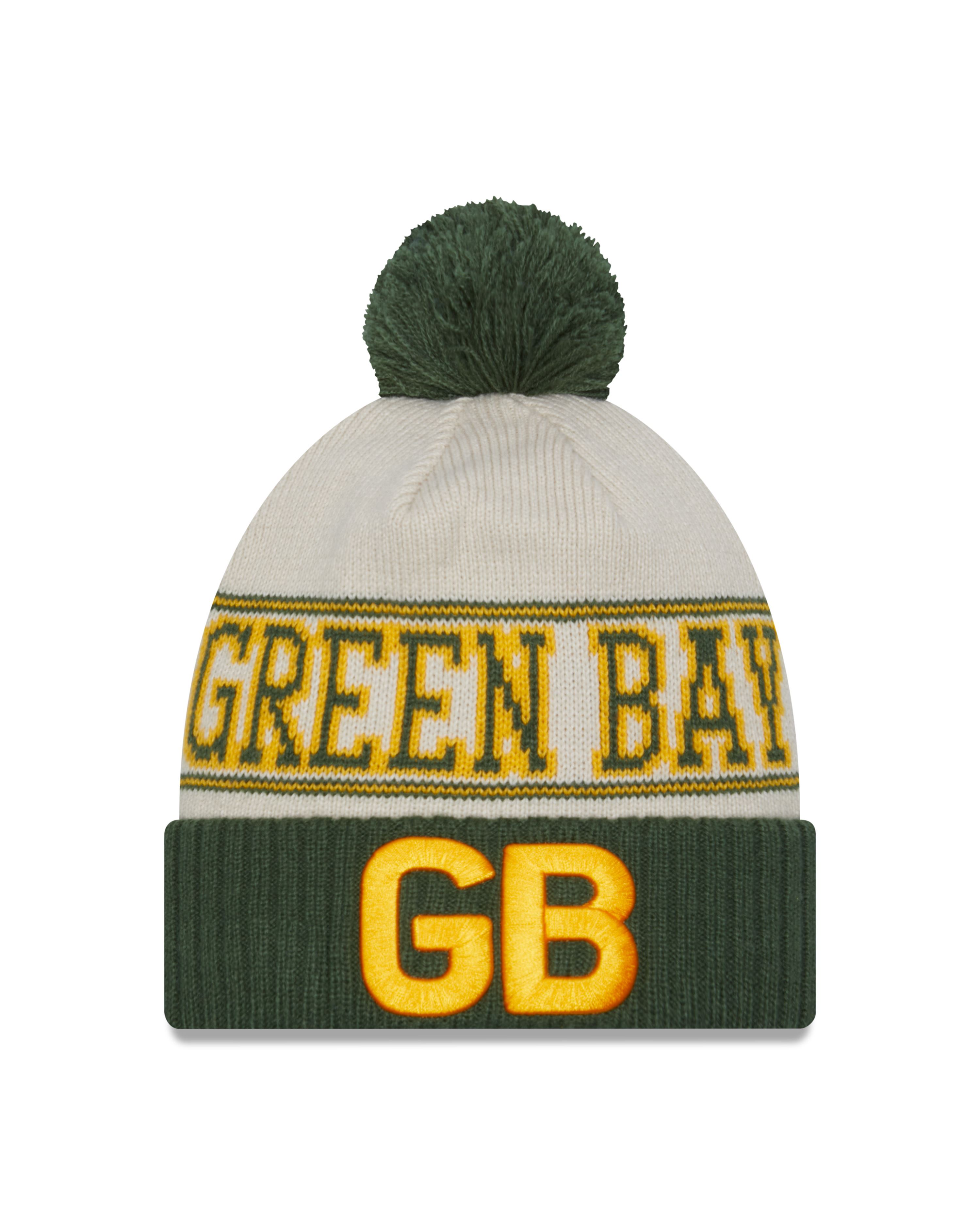 Green Bay Packers NFL 2023 Sideline Historic Knit Beanie OTC Gray Green New Era
