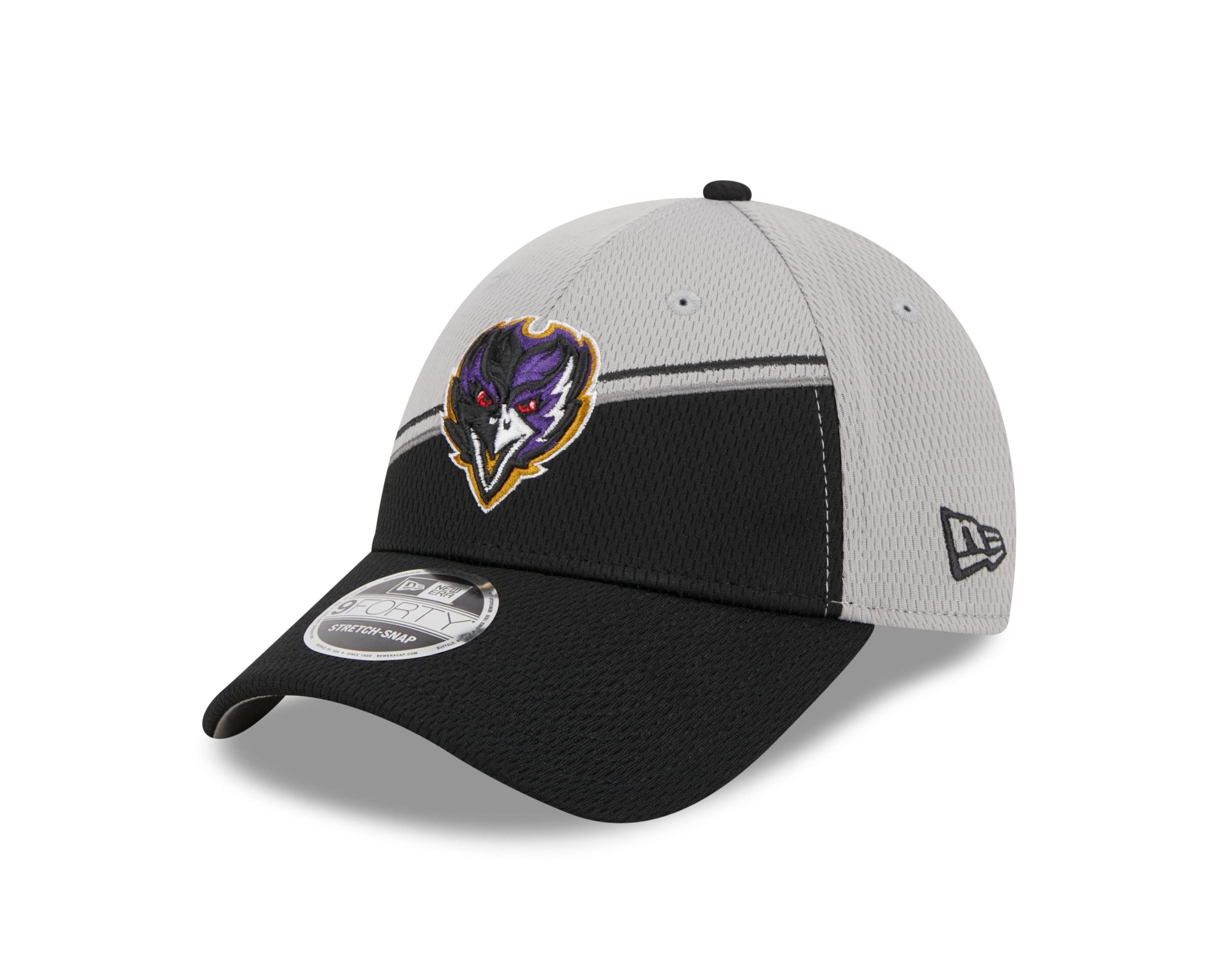 Baltimore Ravens NFL 2023 Sideline Grey Black 9Forty Stretch Snapback Cap New Era