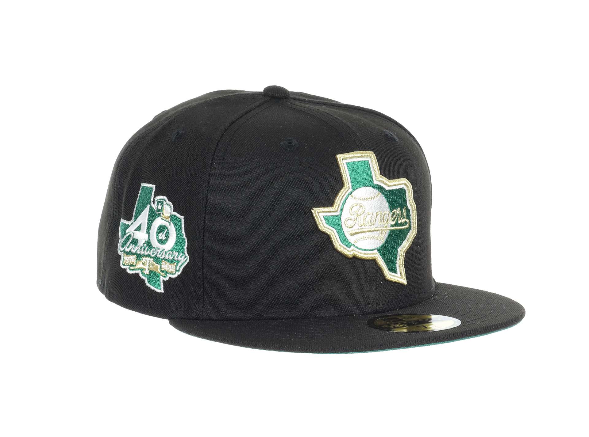 Texas Rangers MLB Cooperstown 40th Anniversary Sidepatch 2012 Black 59Fifty Basecap New Era