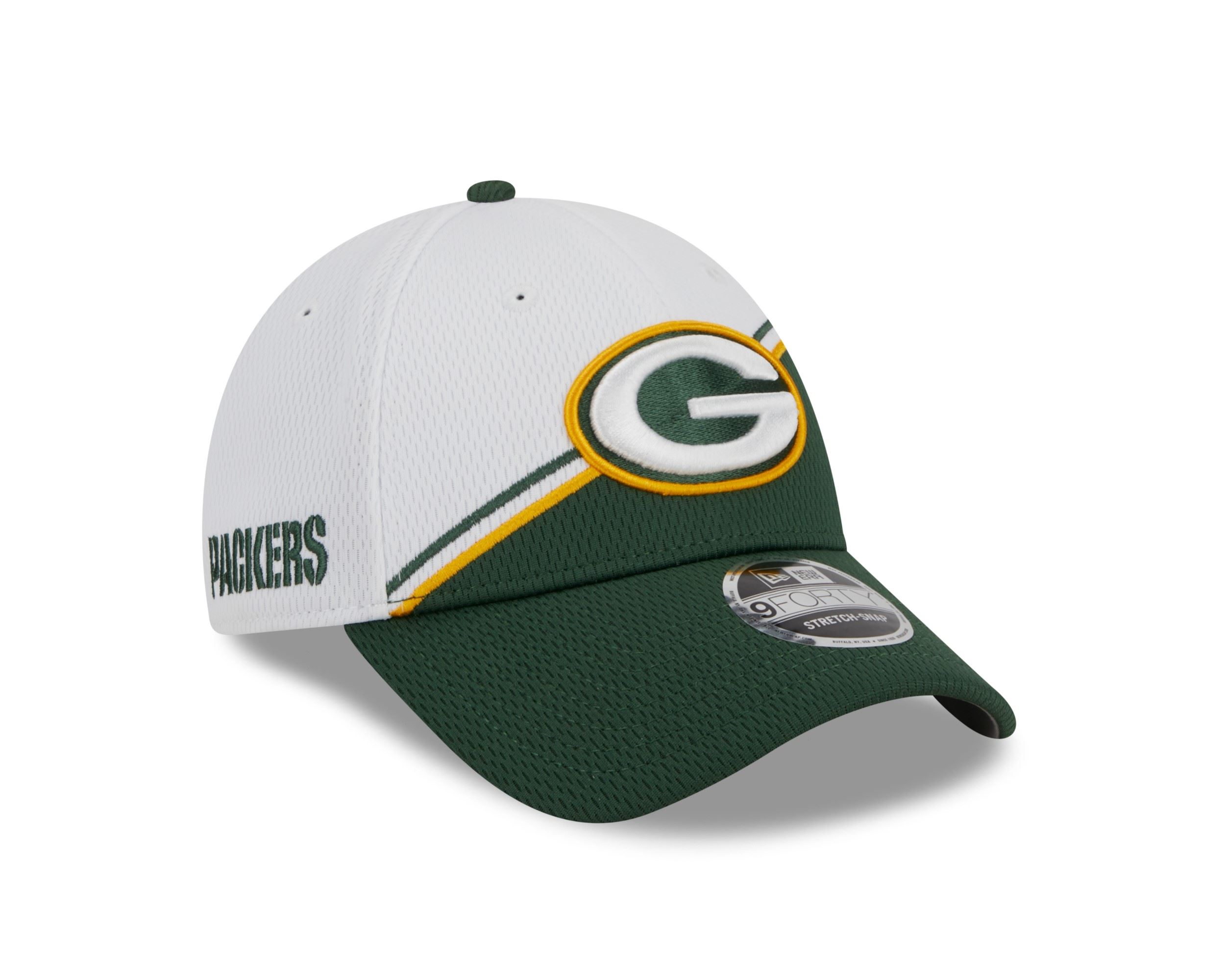 Green Bay Packers NFL 2023 Sideline White Green 9Forty Stretch Snapback Cap New Era
