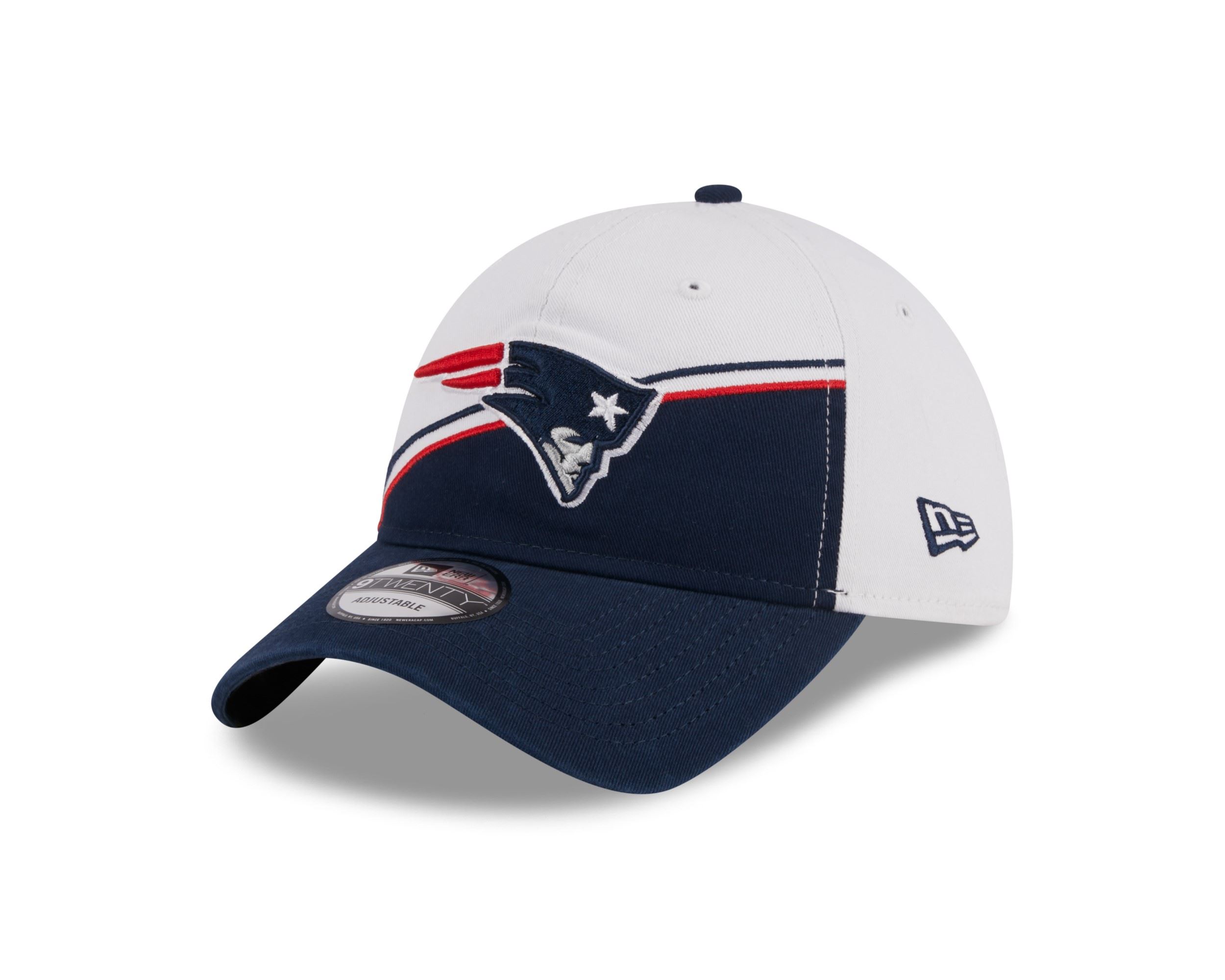 New England Patriots NFL 2023 Sideline White Blue 9Twenty Unstructured Strapback Cap New Era