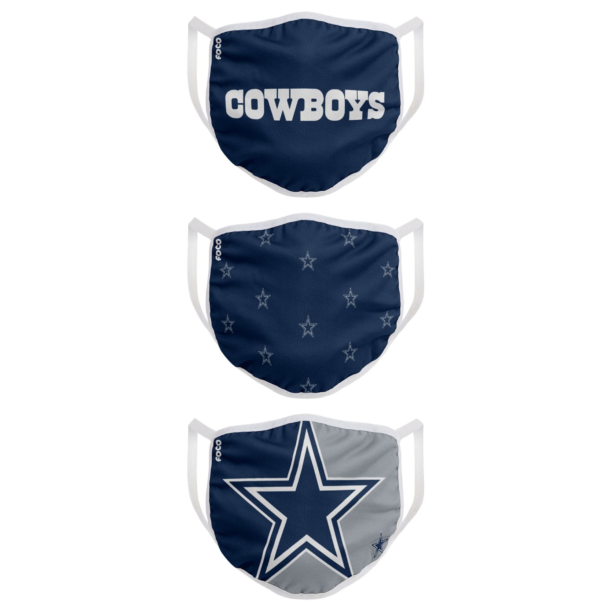 Dallas Cowboys NFL Face Covering 3Pack Face Mask Forever Collectibles