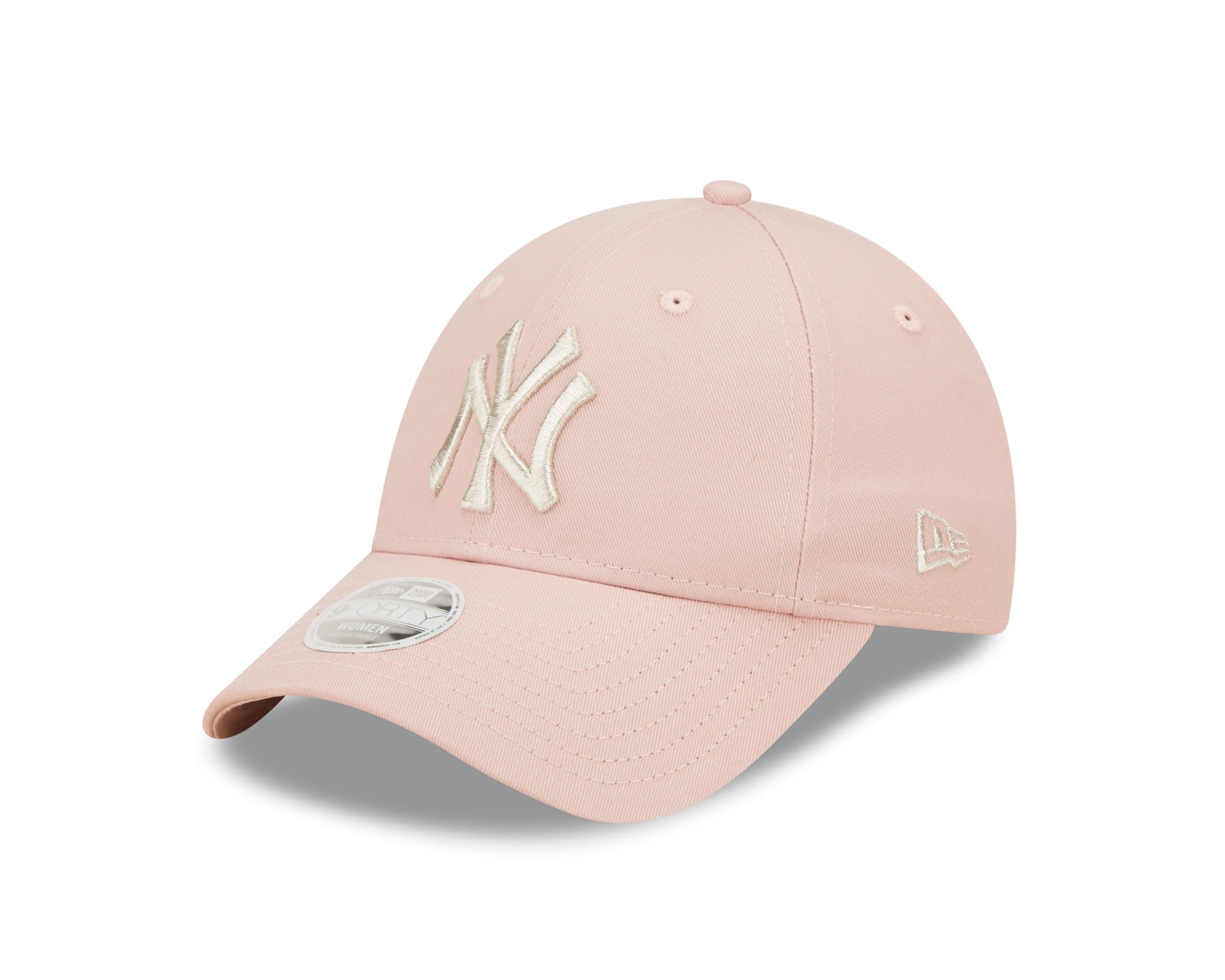 New York Yankees MLB Metallic Logo Pink 9Forty Adjustable Women Cap New Era