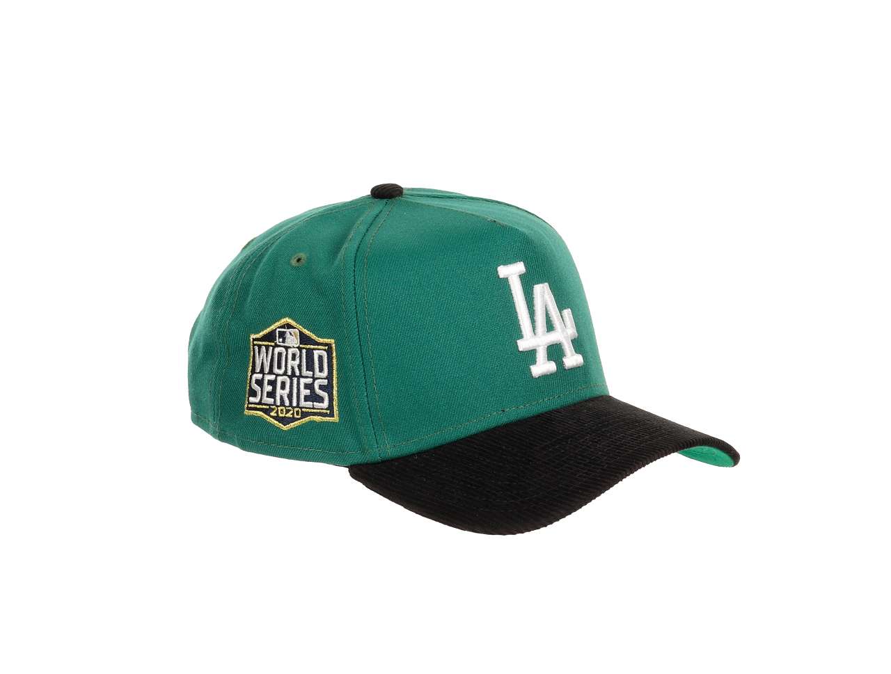 Los Angeles Dodgers MLB World Series 2020 Sidepatch Green Black Cord 9Forty A-Frame Snapback Cap New Era