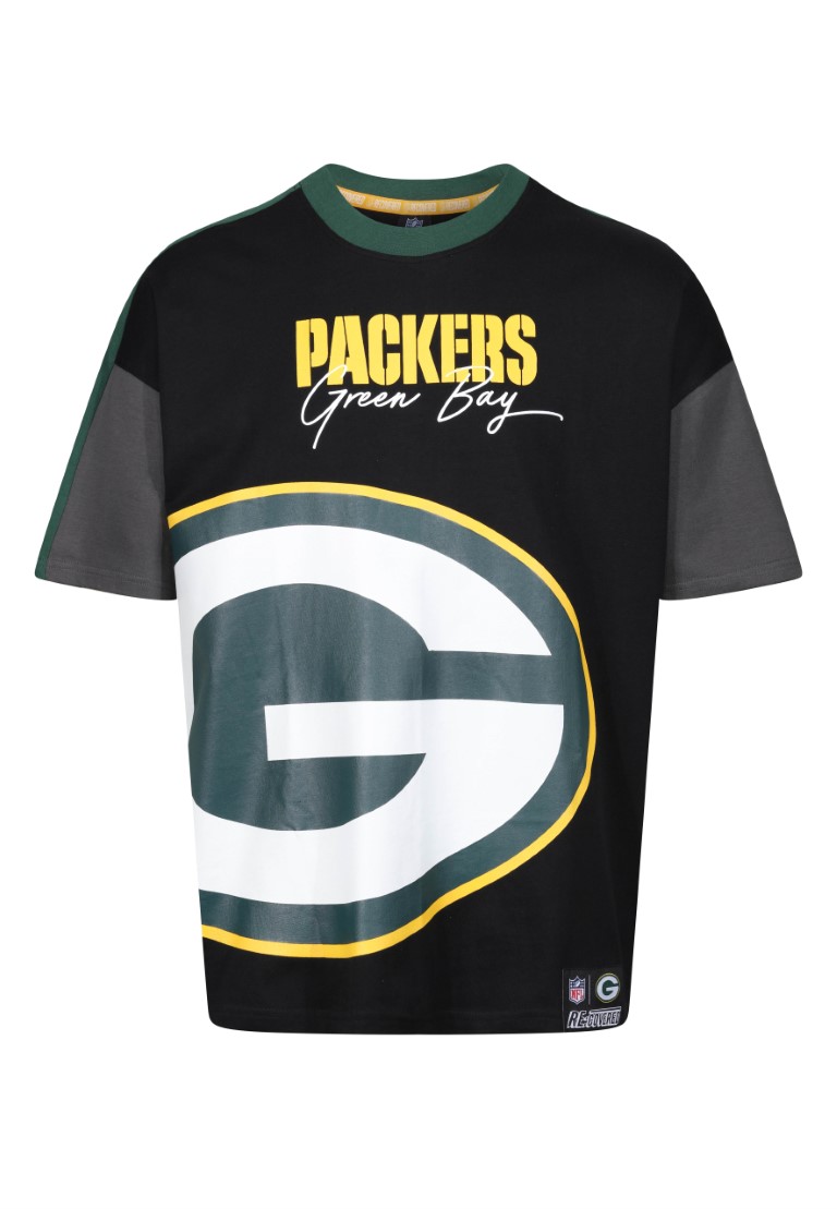 Green Bay Packers Cut and Sew Schwarz Oversized NFL T-Shirt Recovered