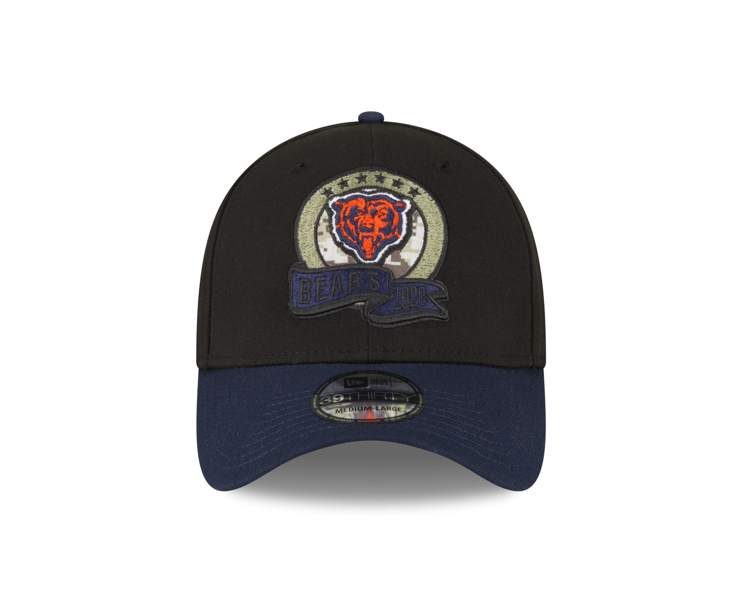 Chicago Bears NFL Salute to Service 2022 Black Blue 39Thirty Stretch Cap New Era