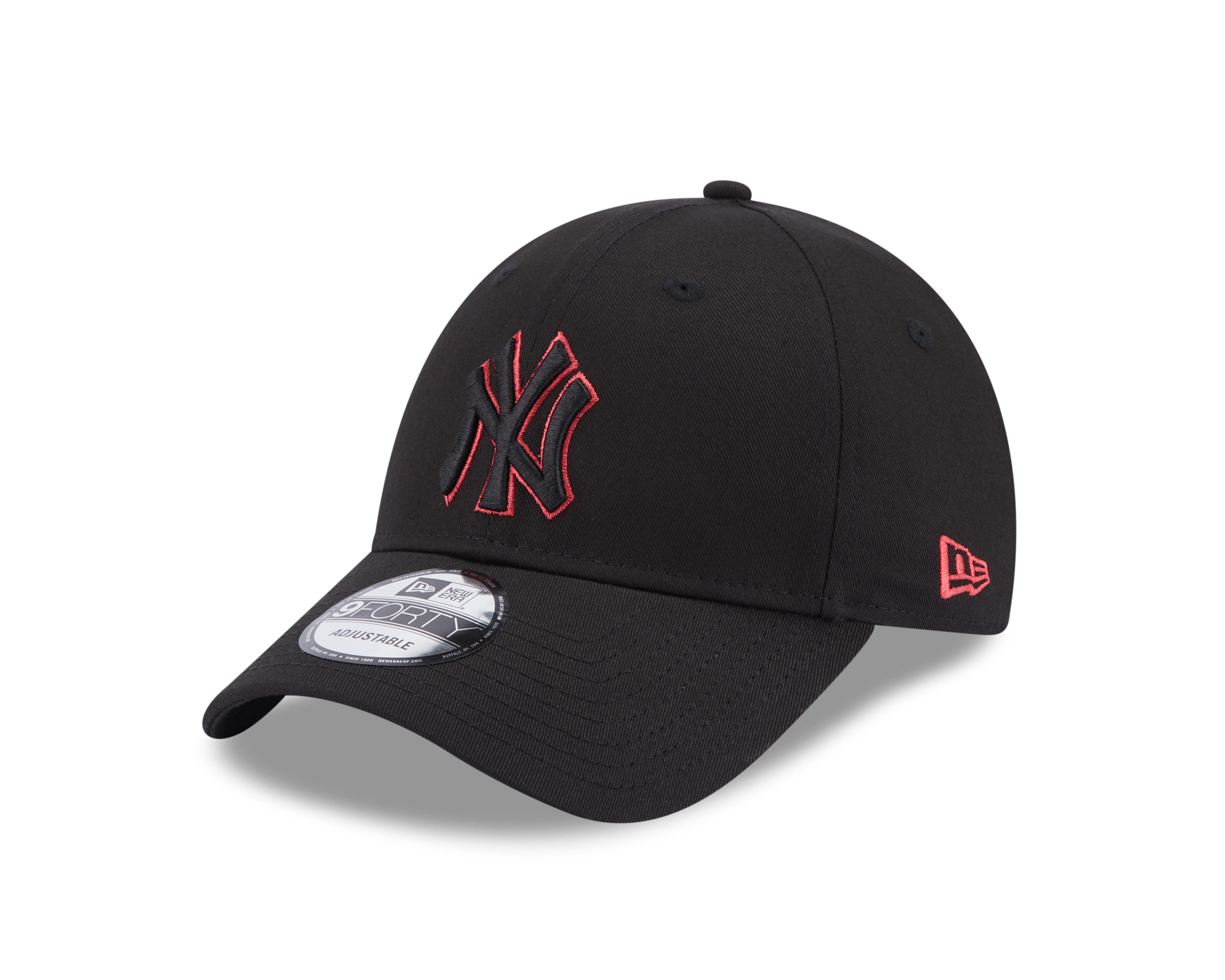 New York Yankees MLB Team Outline Black Pink 9Forty Adjustable Cap New Era