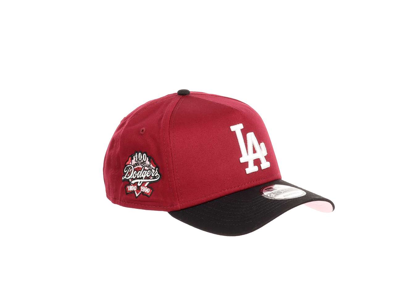 Los Angeles Dodgers MLB 100th Anniversary Sidepatch Cardinal Red Black 9Forty A-Frame Snapback Cap New Era