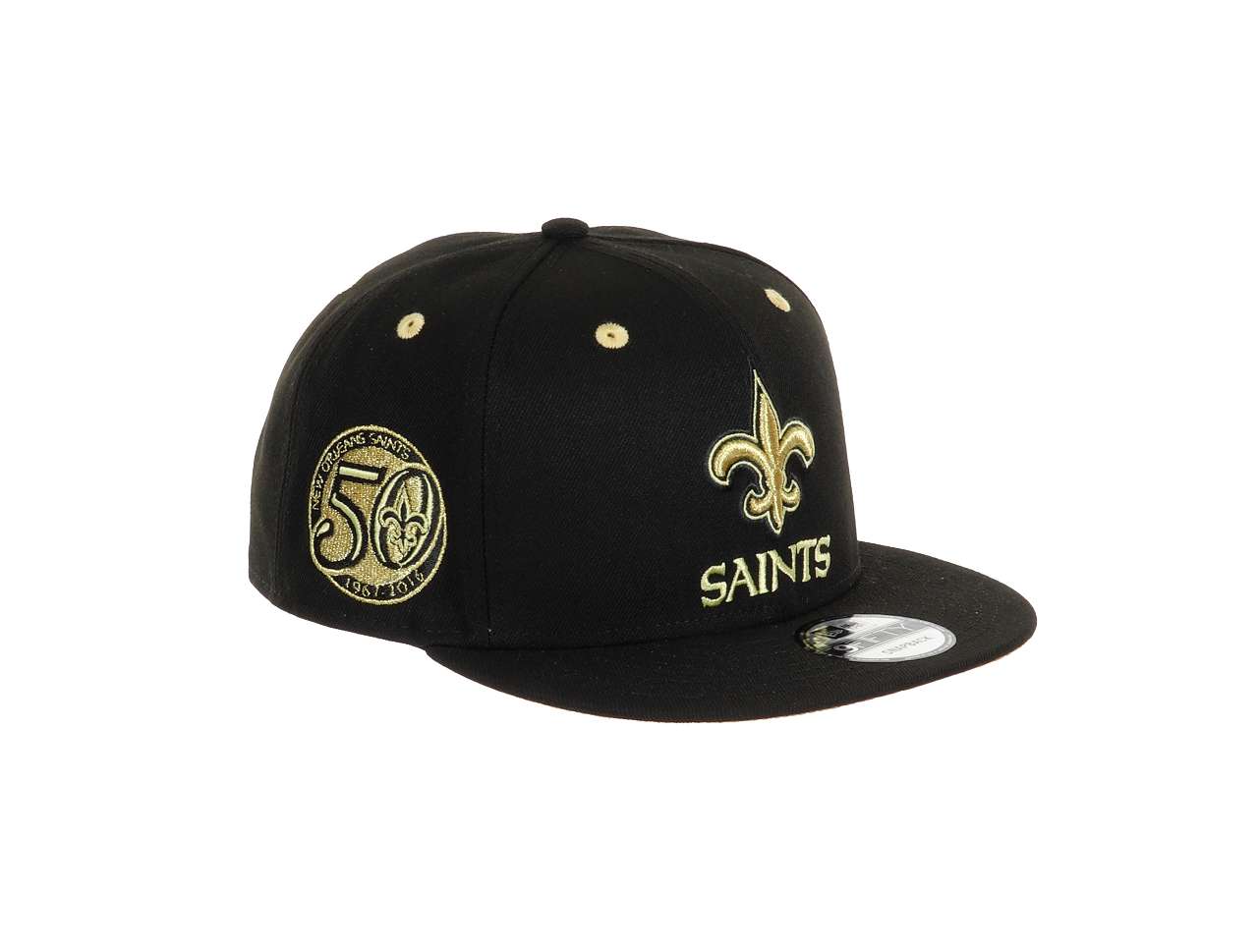 New Orleans Saints NFL Team Colour 50 Seasons Sidepatch Black 9Fifty Snapback Cap New Era