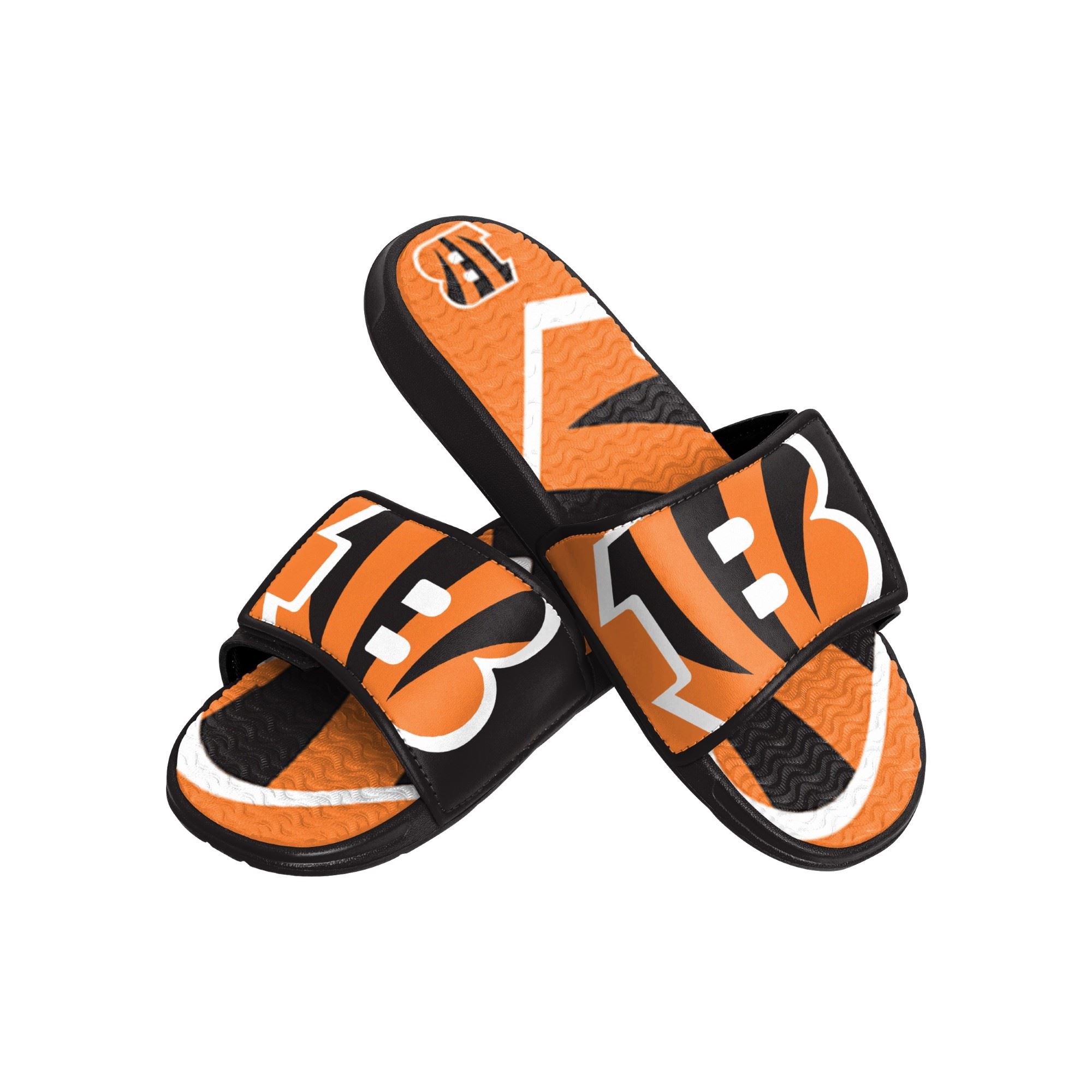 Cincinnati Bengals NFL Colorblock Big Logo Gel Slide Black Orange BadelatschenHausschuhe  Foco 