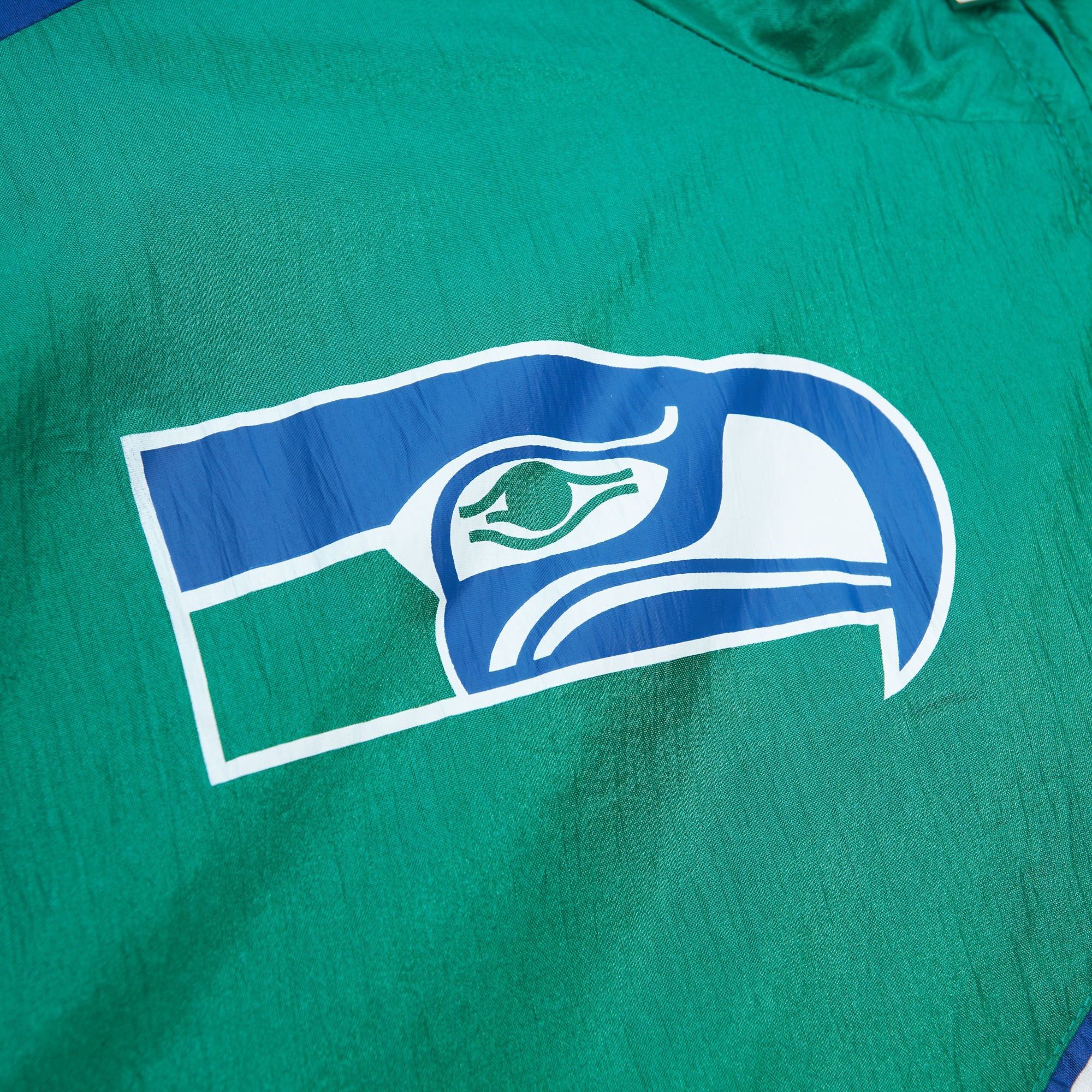 Seattle Seahawks NFL Arched Retro Lined Windbreaker Blue Green Jacke Mitchell & Ness