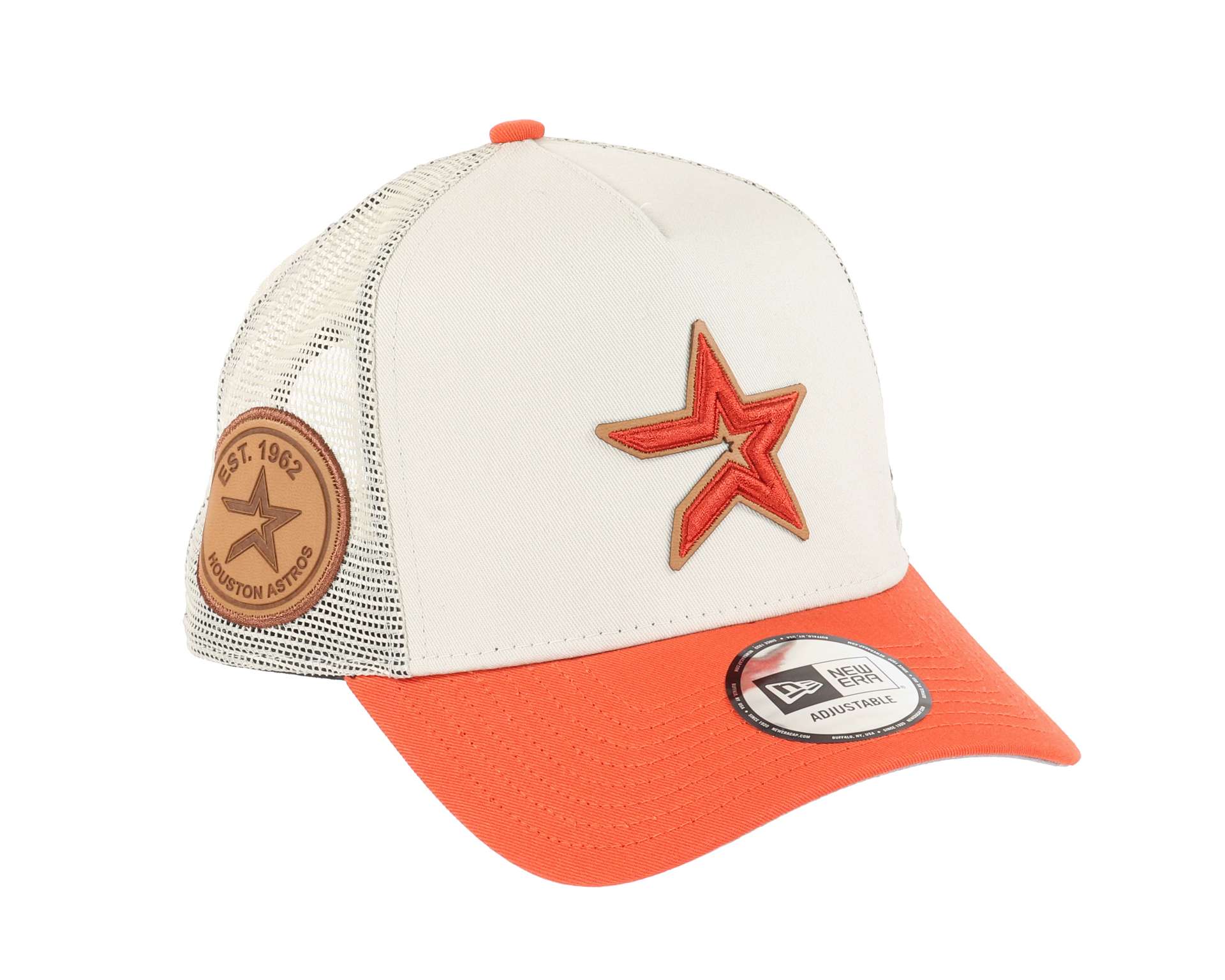 Houston Astros MLB Stone Orange Established 1962 Sidepatch Cooperstown A-Frame Trucker Cap New Era