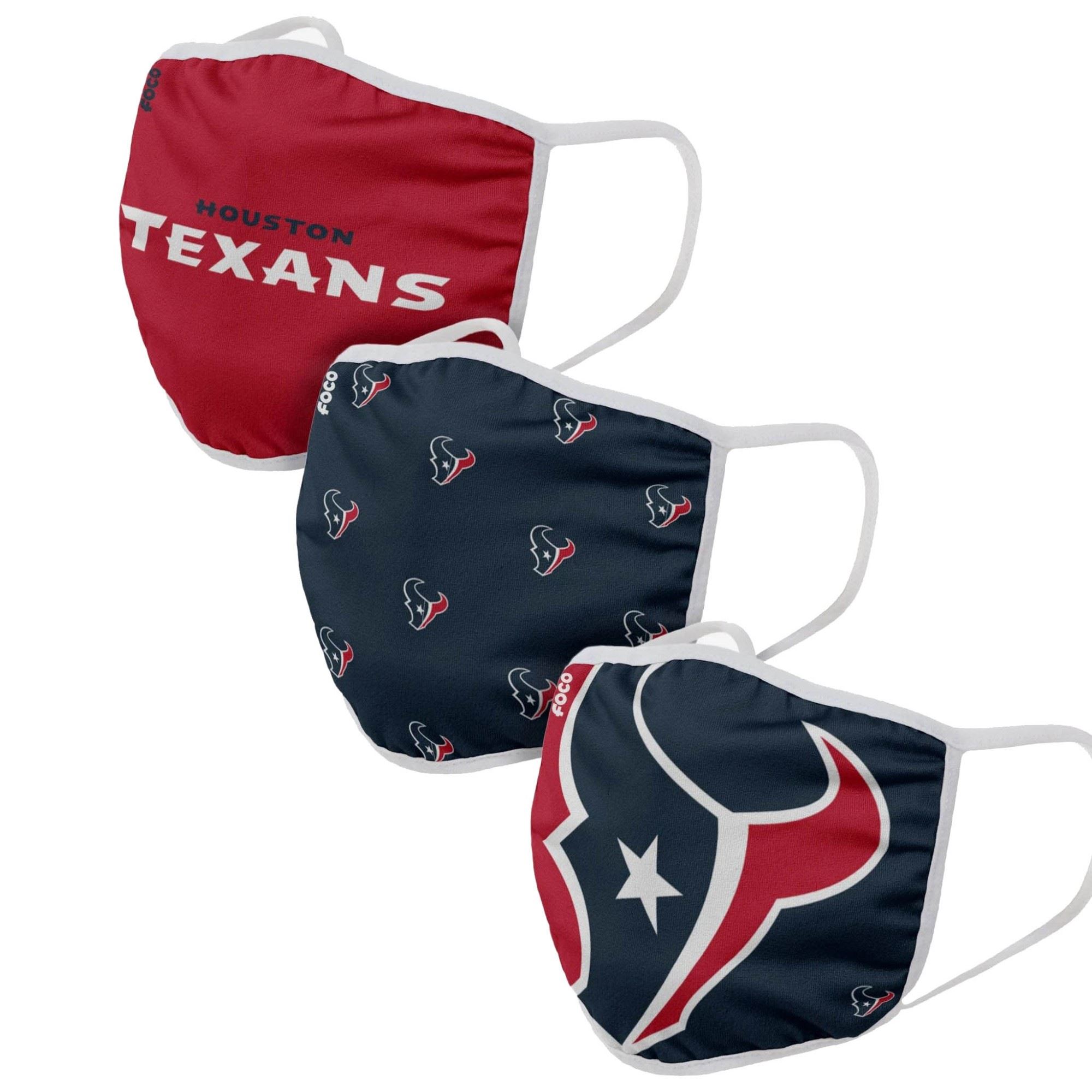 Houston Texans NFL Face Covering 3Pack Face Mask Forever Collectibles