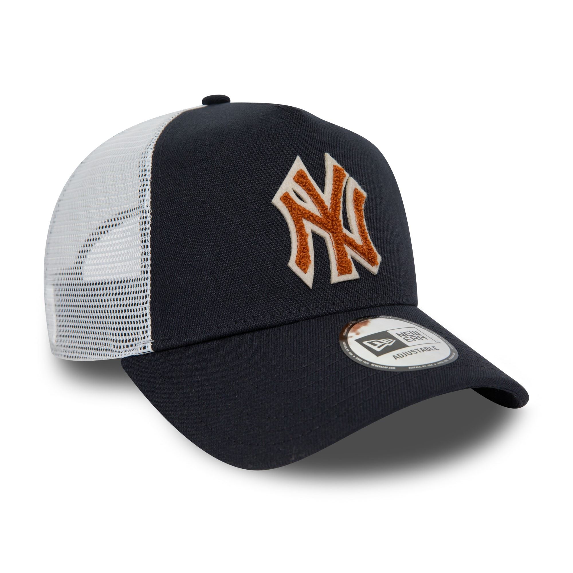 New York Yankees MLB Boucle Marineblau Verstellbare A-Frame Trucker Cap New Era