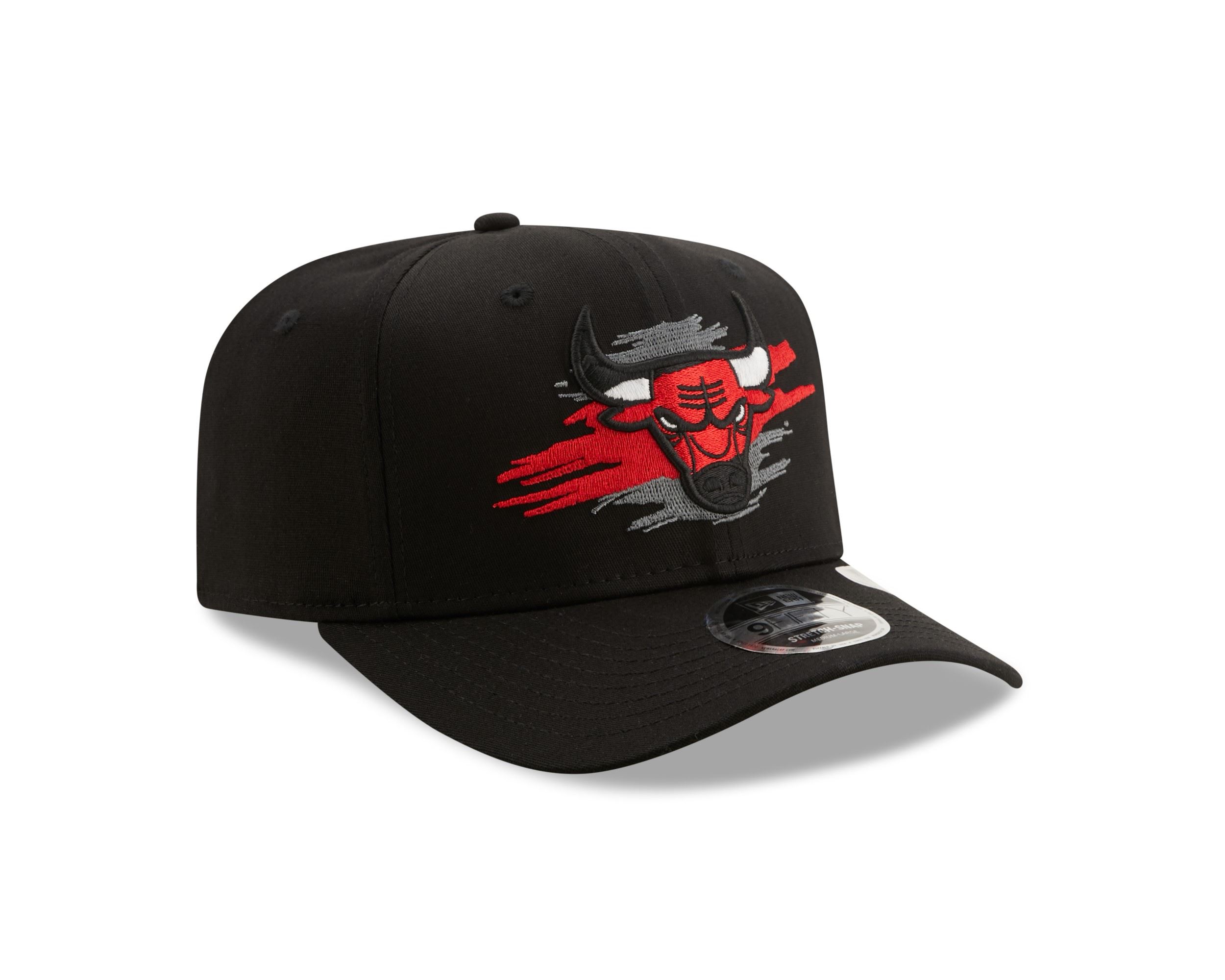 Chicago Bulls Black NBA Tear Logo 9Fifty Stretch Snapback Cap New Era
