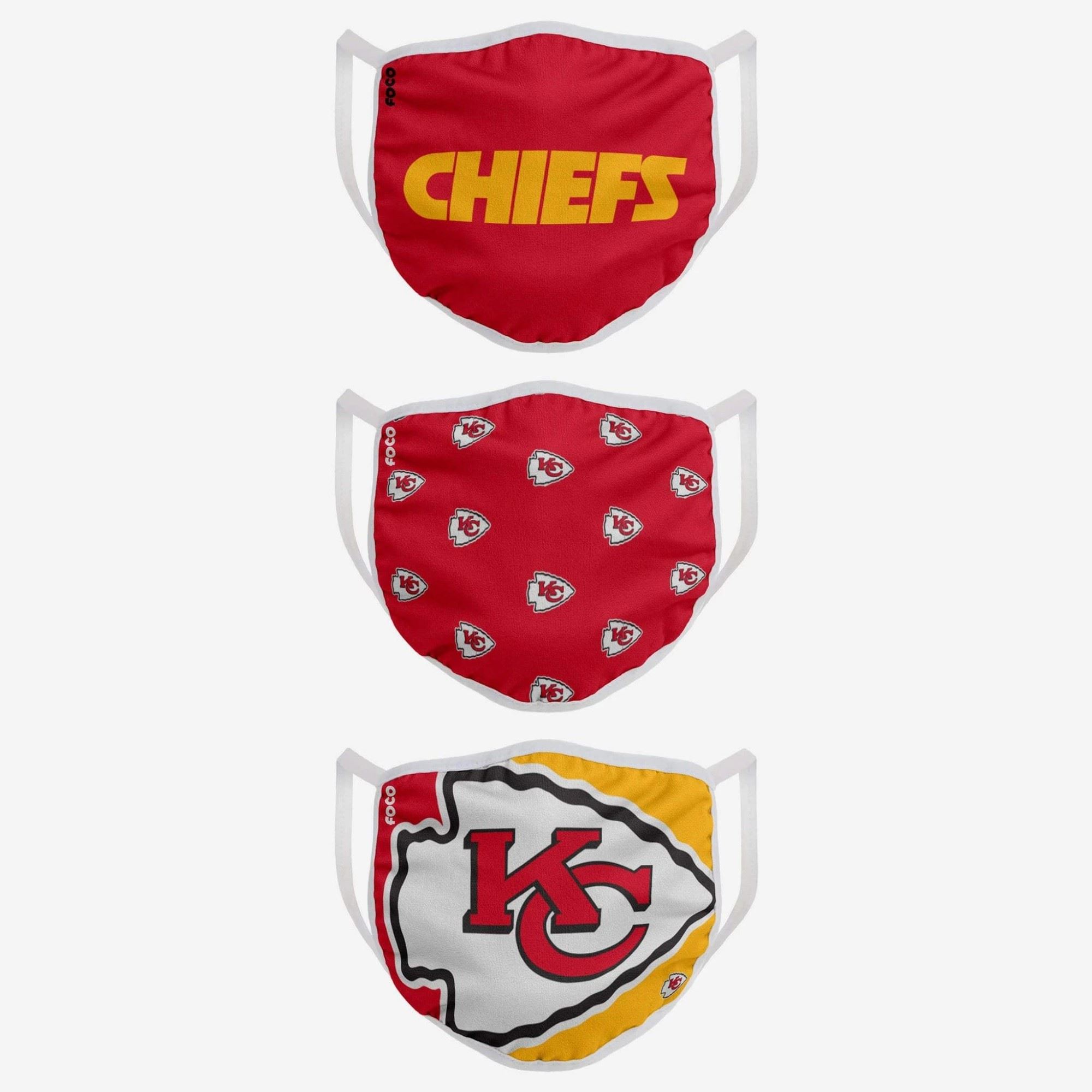 Kansas City Chiefs NFL Face Covering 3Pack Face Mask Forever Collectibles
